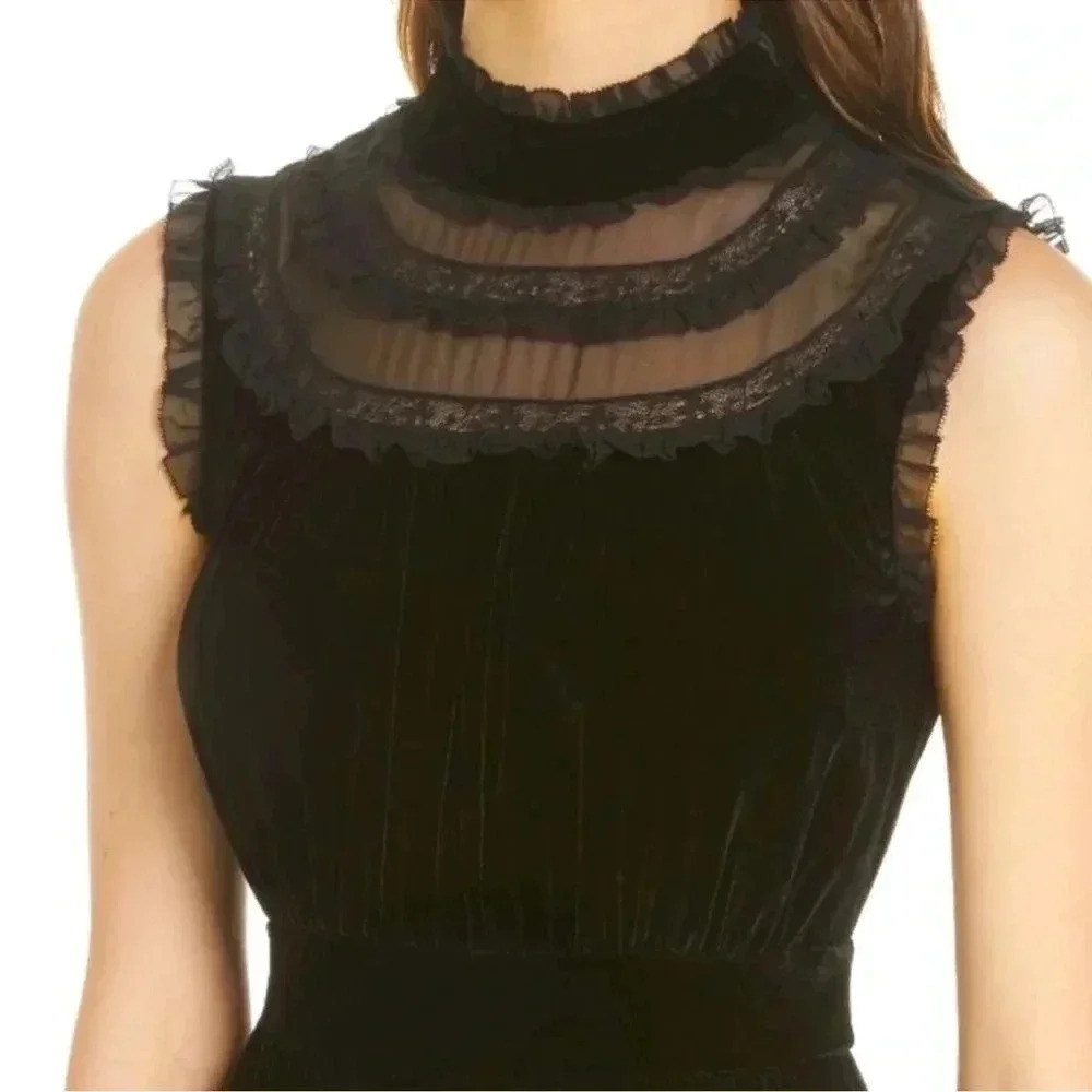 KATE SPADE CHIC ROMANTIC BLACK VELVET DRESS- SEMI FORMAL - Picture 6 of 11